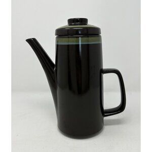 1970s MIKASA MAJORCA INTAGLIO COFFEE TEA POT w/LID 7501 Brown Stoneware Japan